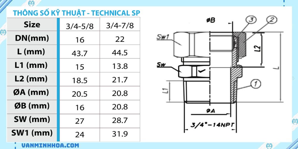 Bộ nối nhanh ống mềm 3/4 2