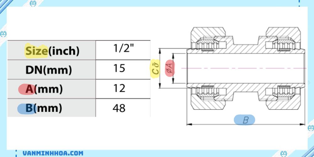 Măng sông đồng nối ống mềm 2