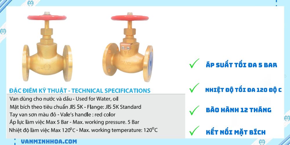 van càu mặt bích 1 chiều miha 5k 3