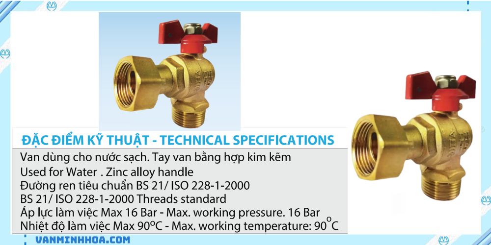 Van góc đồng MIHA có van 1 chiều lắp trước đồng hồ tay bướm ABS 3