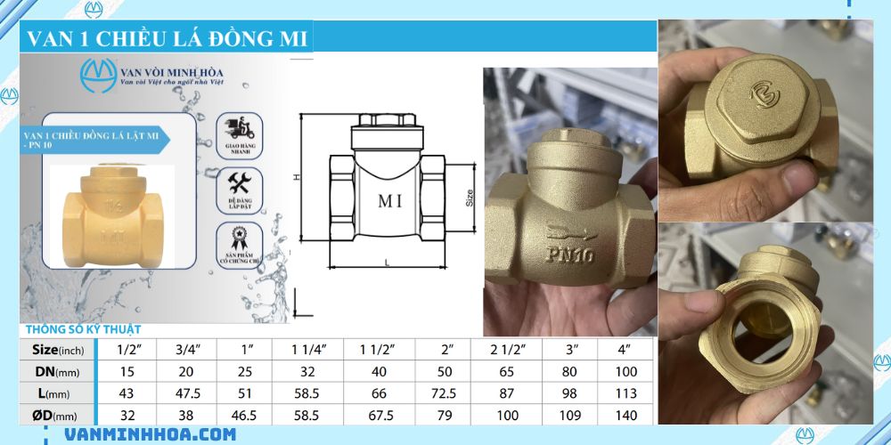van 1 chiều lá đồng mi
