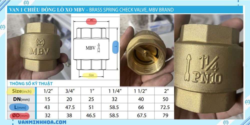 van 1 chiều lò xo mbv
