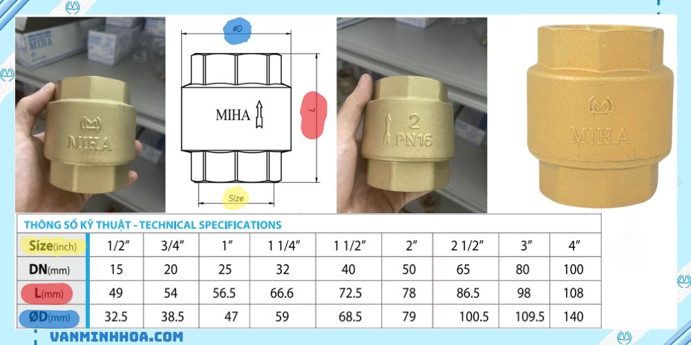 van 1 chiều lò xo miha