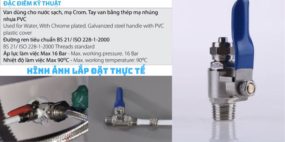 Van bi đồng mạ 1/4 x 8