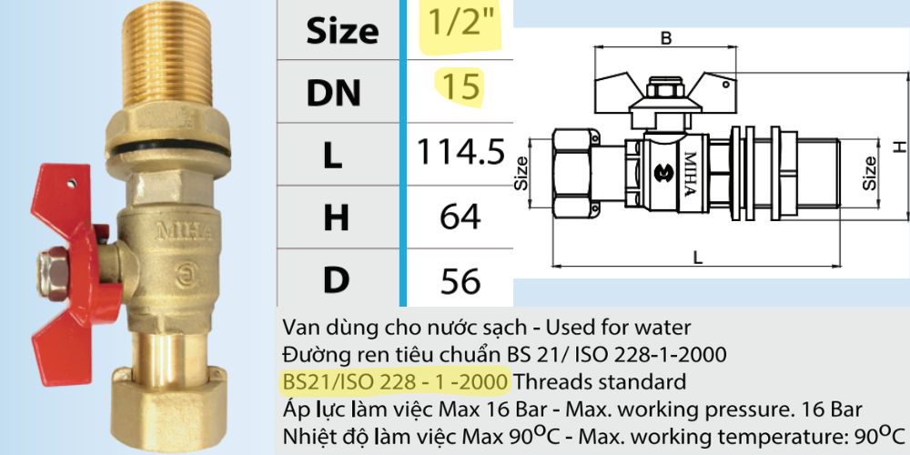 van bi đồng miha nối tĩnh