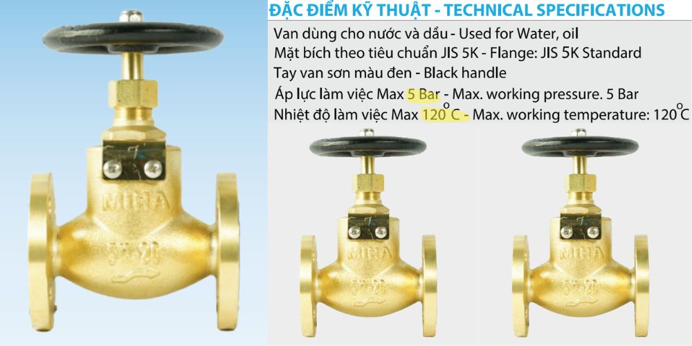 van cầu mặt bích hai chiều miha 5k