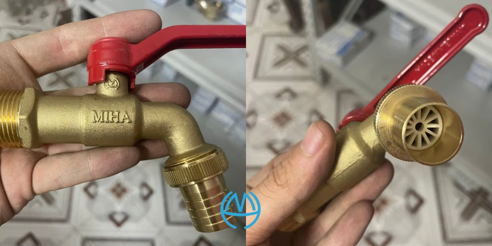 vòi đồng miha đầu nối mềm tay nhôm