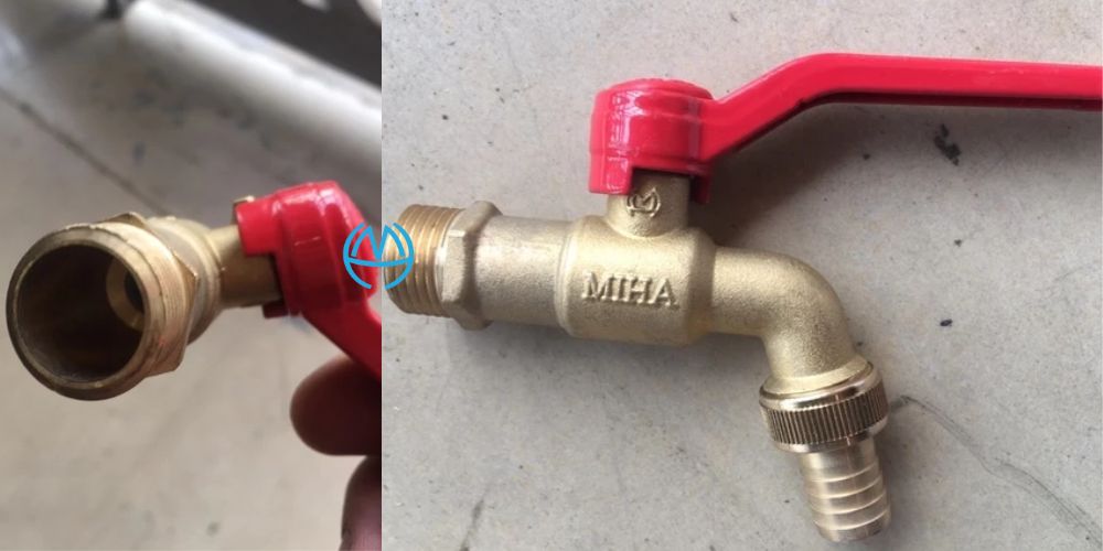 vòi đồng miha đầu nối thông minh tay nhôm