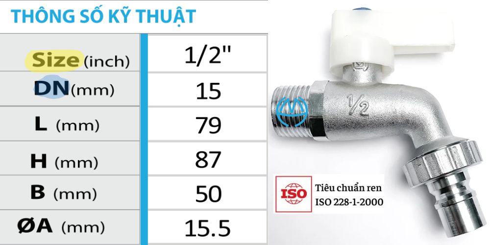 vòi máy giặt miha tay gạt