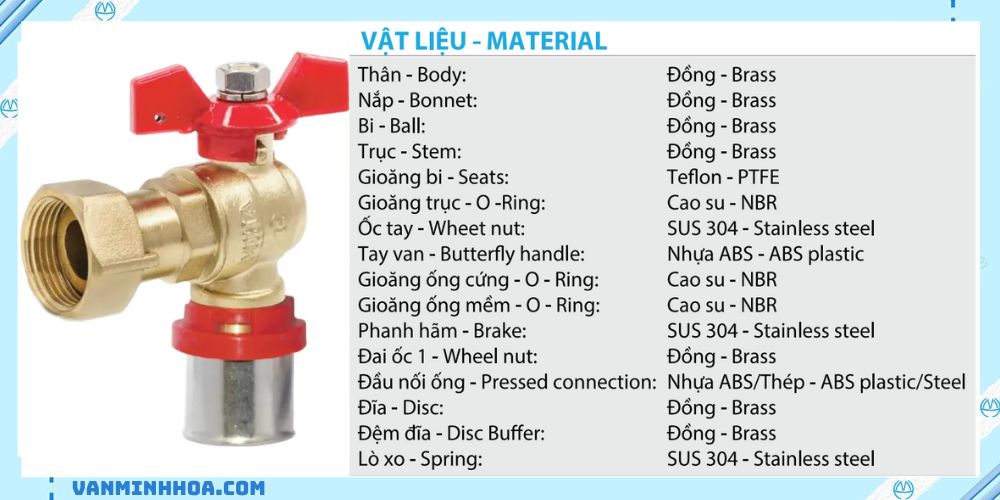 van góc đồng nối bấm miha tay bướm abs