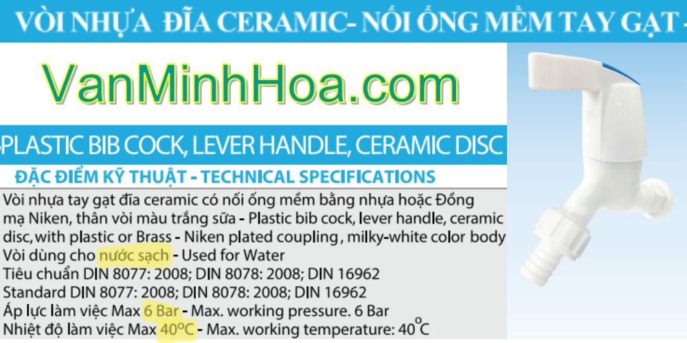 vòi nhựa đĩa ceramic nối ống mềm tay gạt