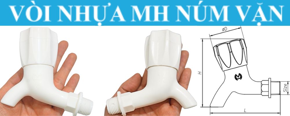 vòi nhựa mh núm vặn