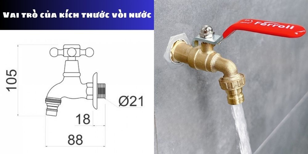 kích thước vòi nước