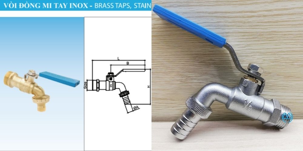kích thước vòi nước