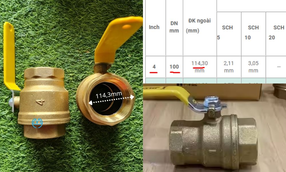 Cách gọi khác của van bi D100 theo kích thước