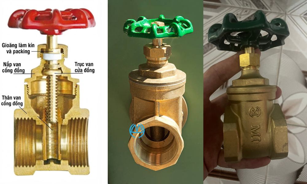 cấu tạo cơ bản của van cổng đồng