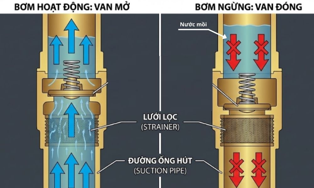 chúc năng cốt lõi của rọ hút nằm ở van bên trong