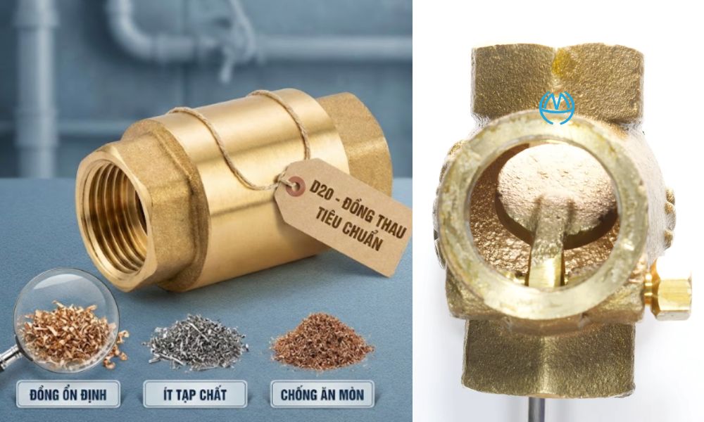 khác biệt từ vật liệu đồng của van 1 chiều d20