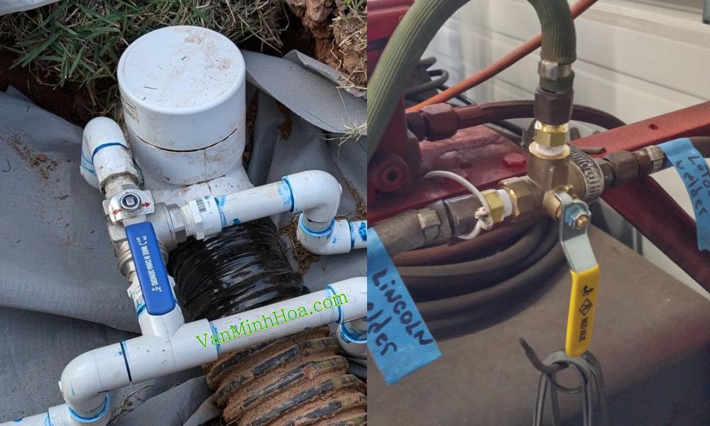 lắp van nước 3 ngã ngoài trời