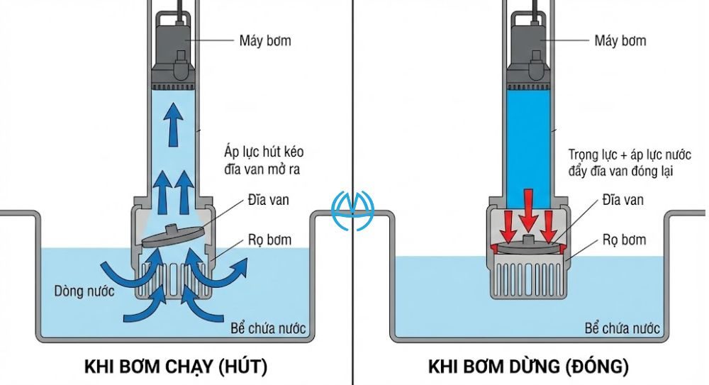 nguyên lý cấu tạo chõ bơm giữ được nước mồi