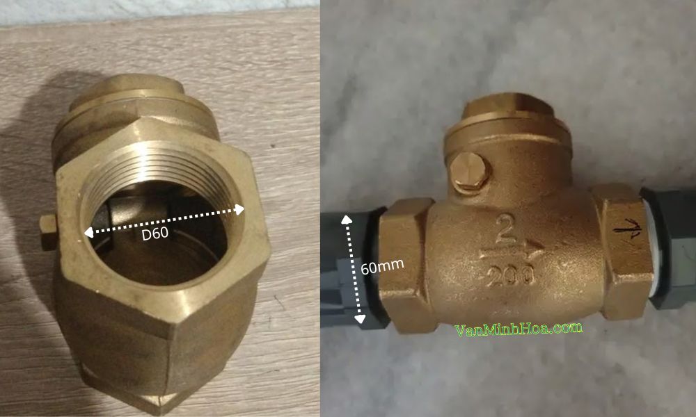 van 1 chiều phi 60 với hệ ống nhựa