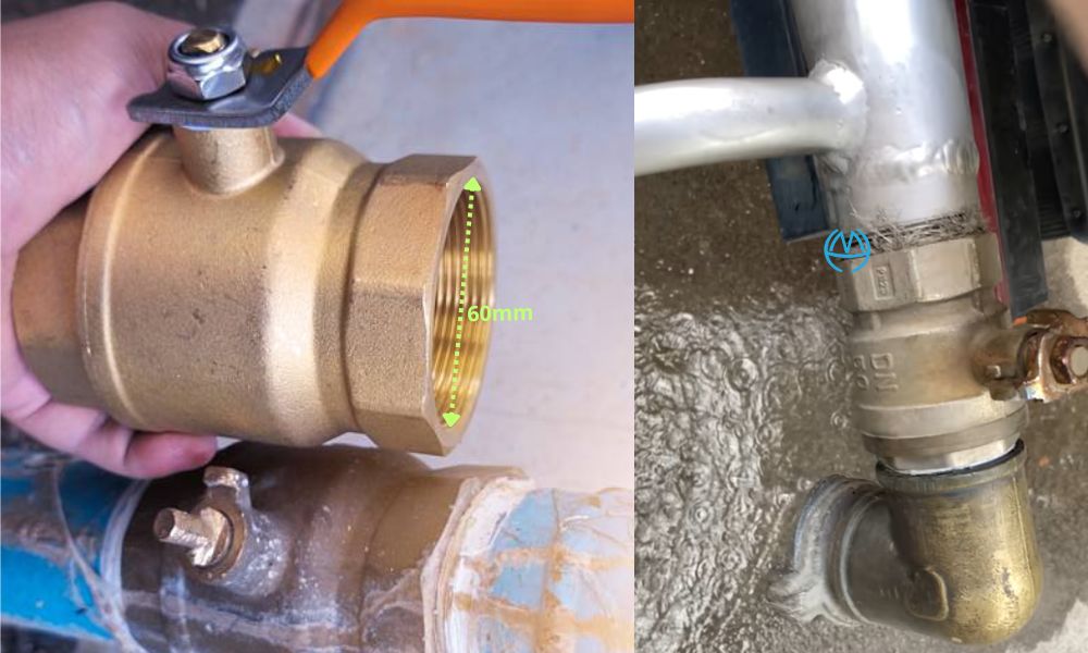 van bi tay gạt dn50 nối ống bao nhiêu