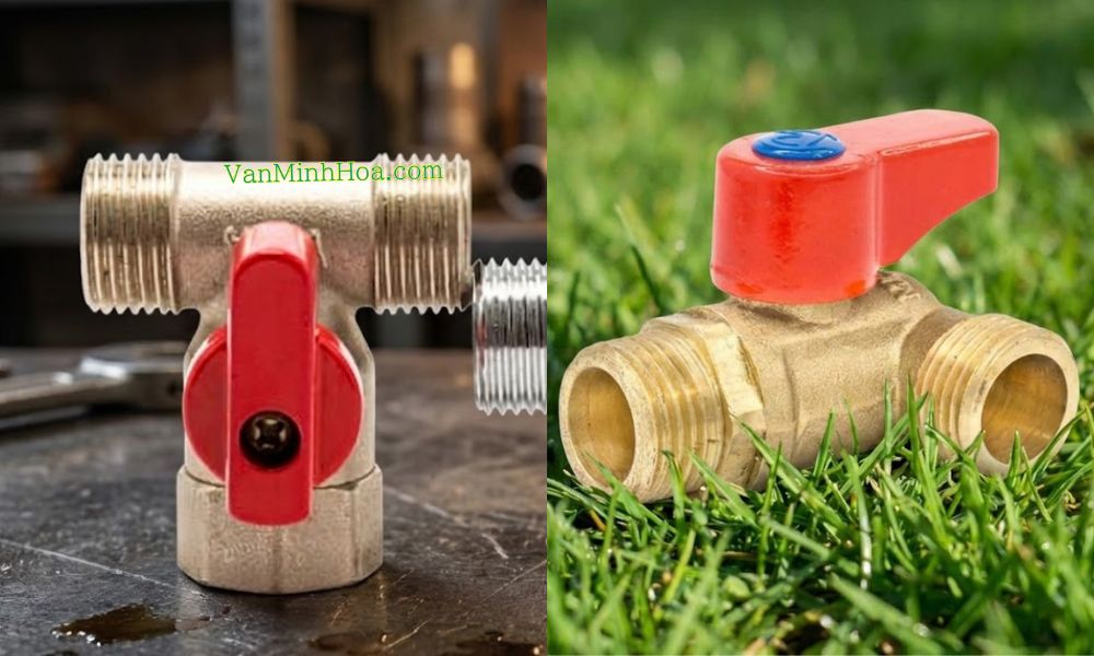 van chia 3 đường nước có khóa van bi