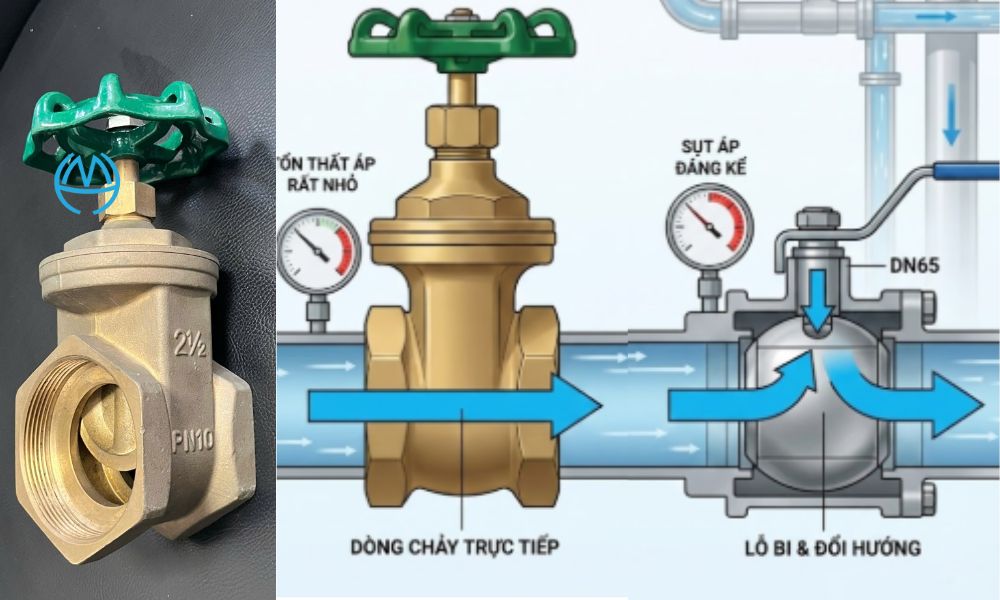 van cổng 65 tiết diện mở tổn thất áp thấp hơn