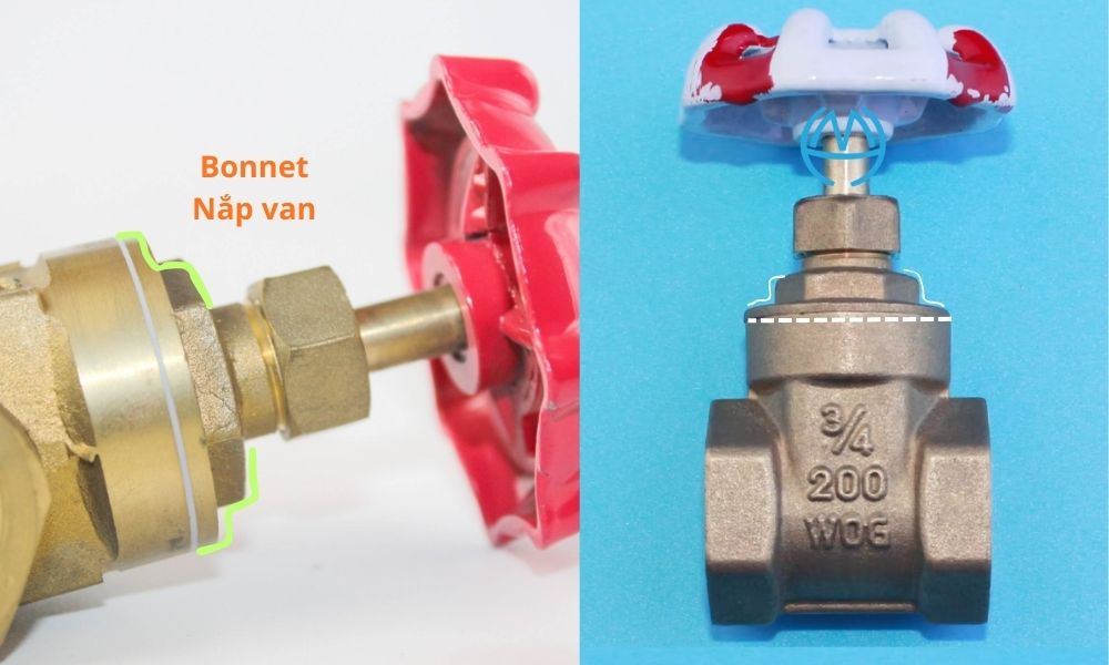 bonnet brass gate valve nắp van