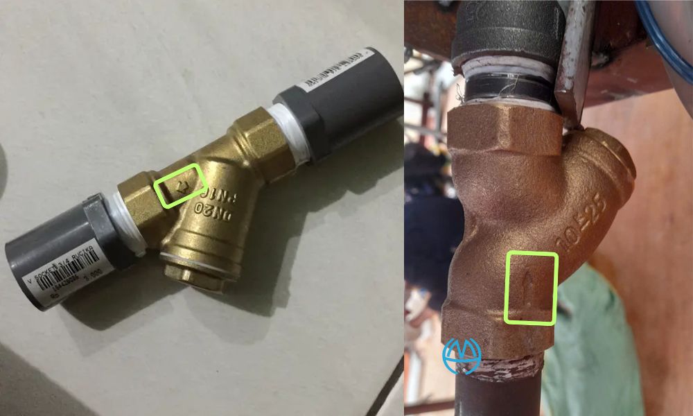 flow direction arrow của brass y strainer