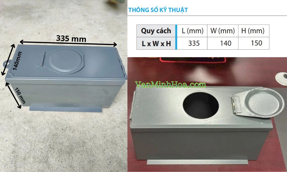 kích thước tiêu chuẩn của hộp bảo vệ đồng hồ nước bằng thép minh hòa
