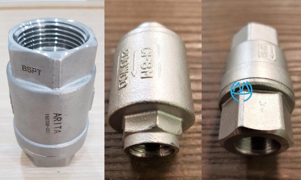 nhãn hiệu van 1 chiều lò xo inox