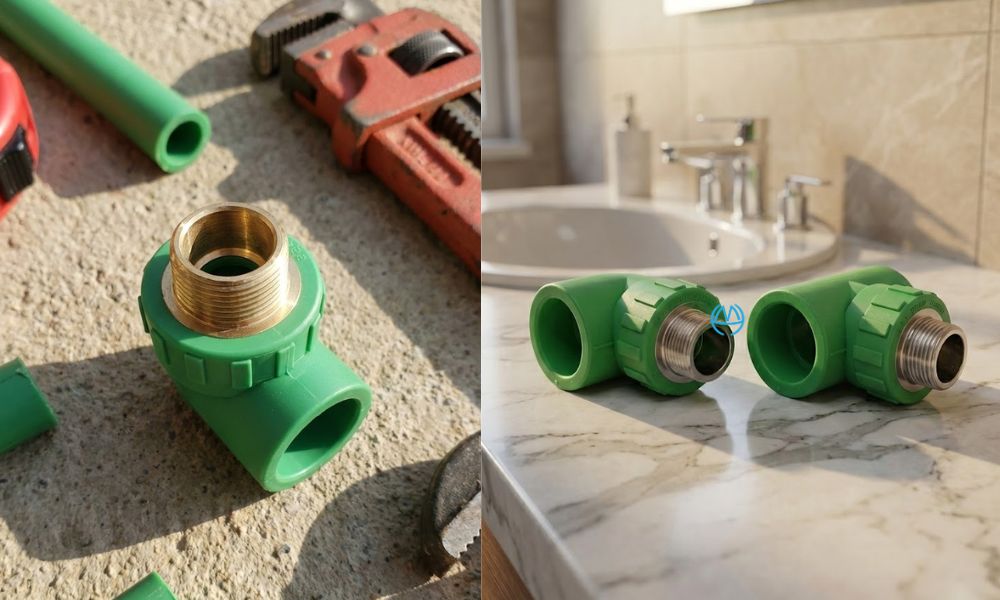 tê nối với van ren trong minh hòa 3/4''