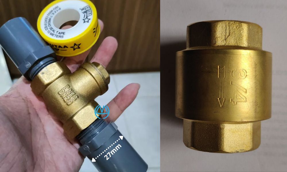kích thước của van 1 chiều 27 đồng