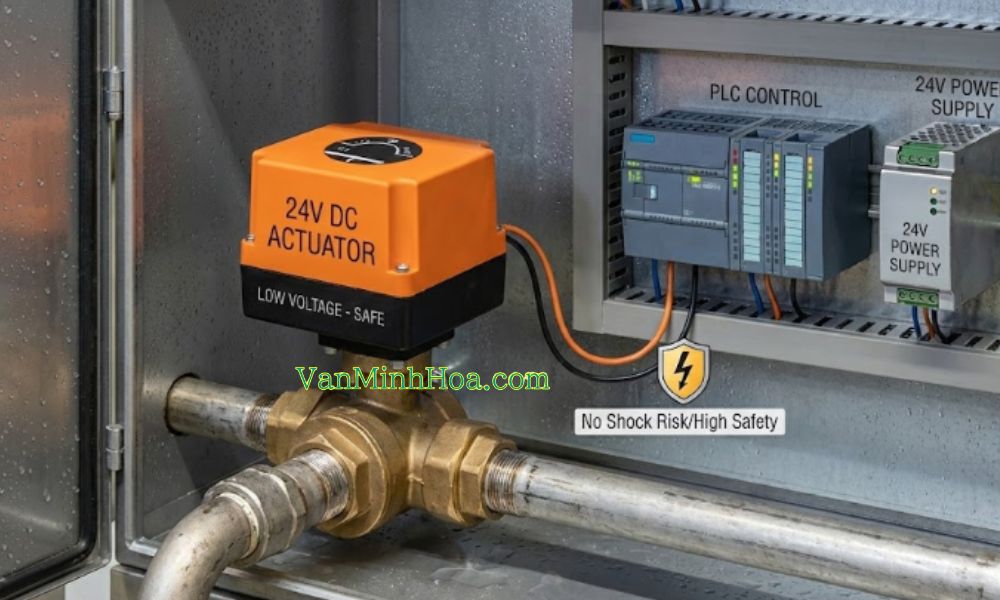 van 3 ngã điều khiển bằng điện 24v