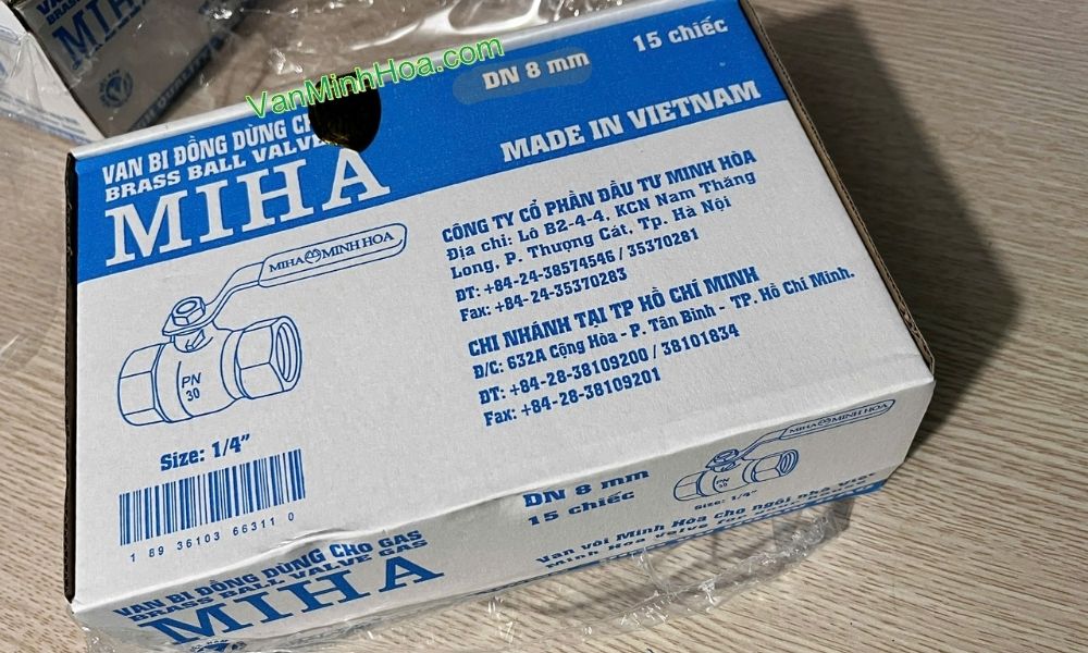 bao bì đóng gói van bi miha pn30 dn8