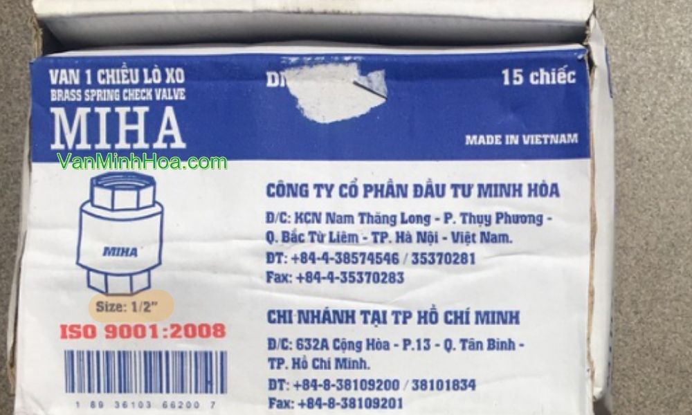 bao bì hộp van 1 chiều lò xo miha dn15