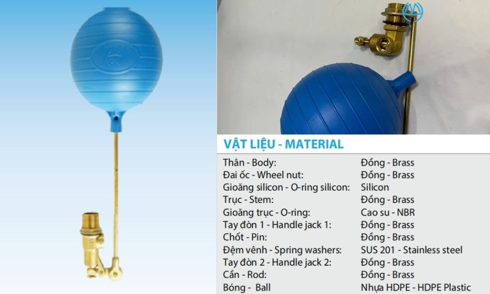 đặc điểm kỹ thuật của van phao mbv dn15