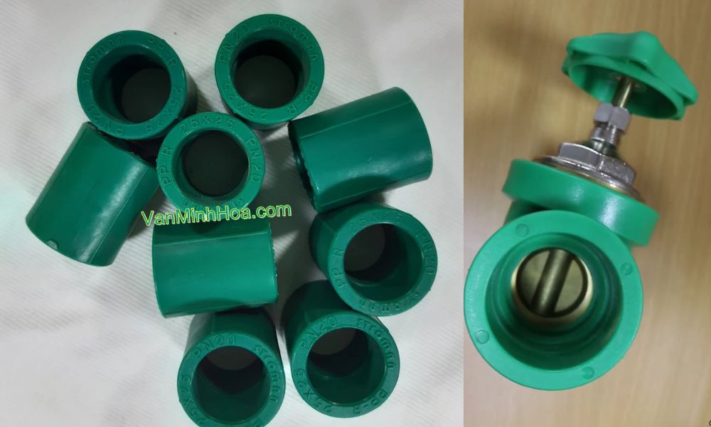 lắp nối thẳng ppr hàn nhựa minh hòa với van cửa nhựa ppr