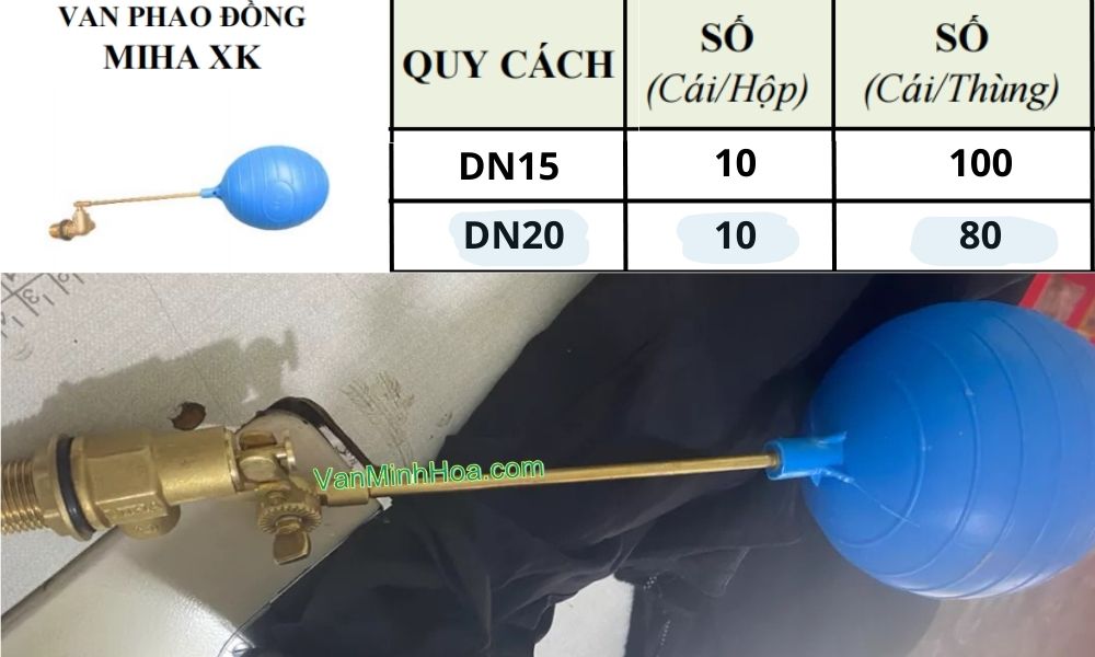 quy cách đóng gói bao bì van phao miha xk dn20