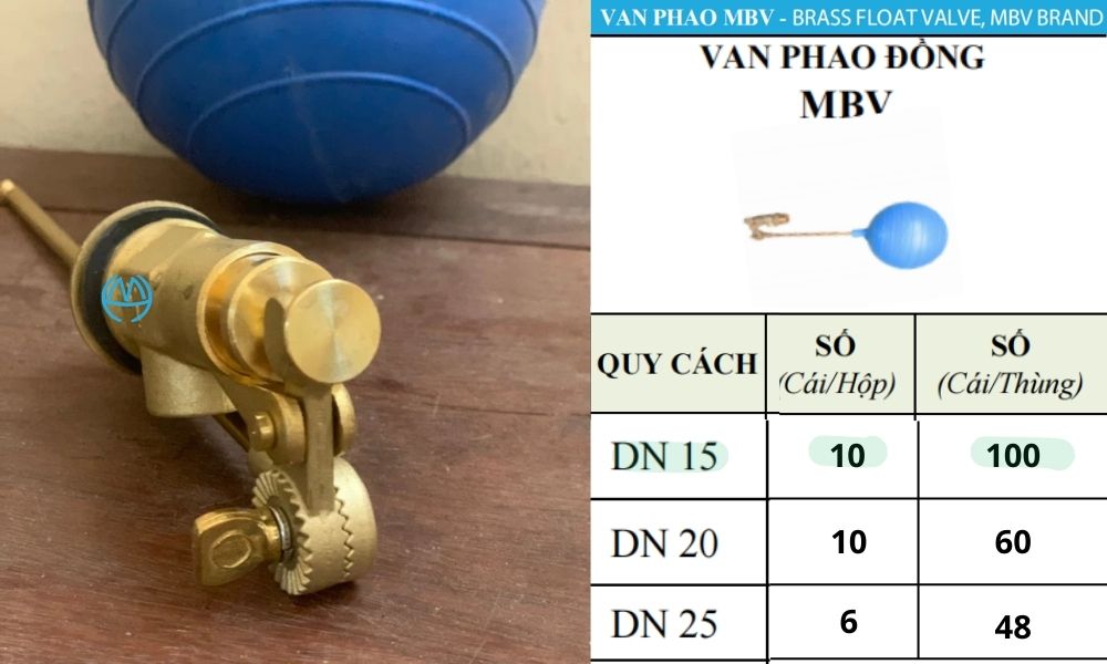 quy cách đóng gói của van phao mbv dn15