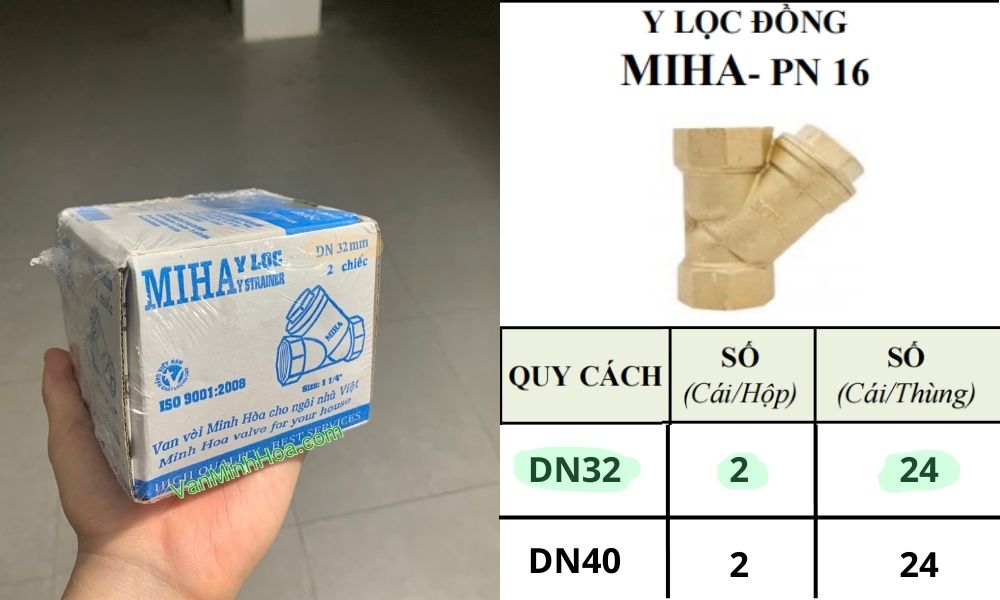 quy cách đóng hộp y lọc miha dn32