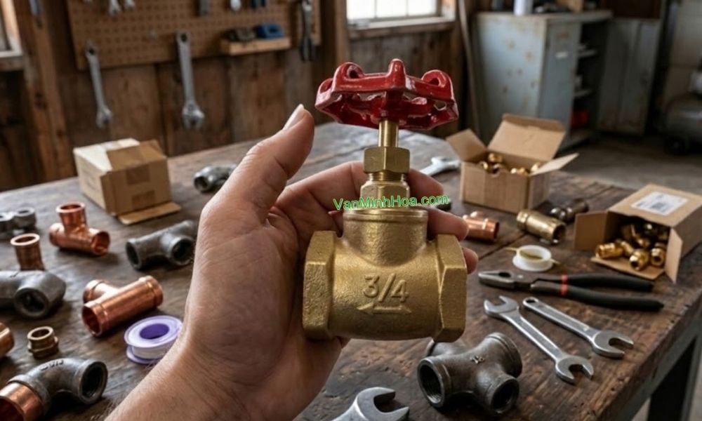 cận cảnh van cầu ren minh hòa dn20