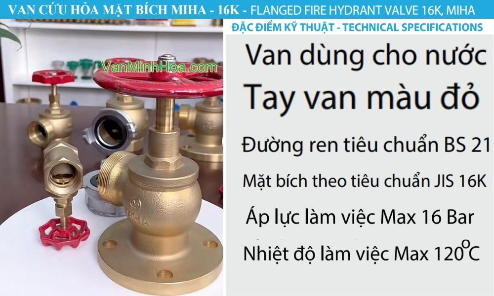 đặc điểm của van góc cứu hỏa minh hòa 16k dn50