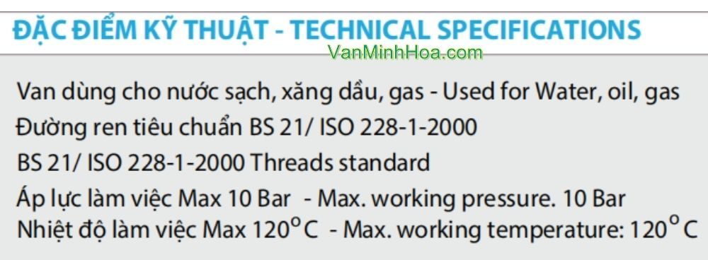 đặc điểm kỹ thuật của van 1 chiều lá mbv dn25