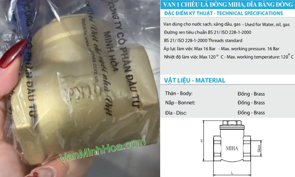 đặc điểm kỹ thuật của van 1 chiều lá mi dn50