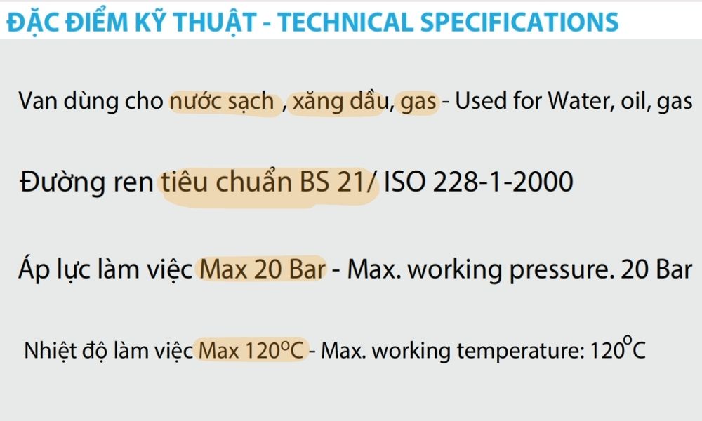 đặc điểm kỹ thuật của van cửa miha xk dn32