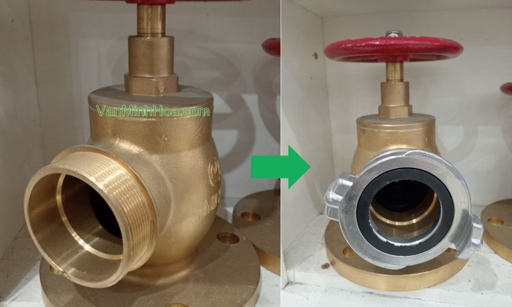 đầu nối của van góc cứu hỏa minh hòa 5k dn65