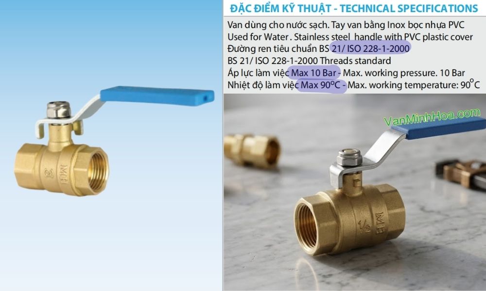 giới hạn làm việc của van bi đồng mh