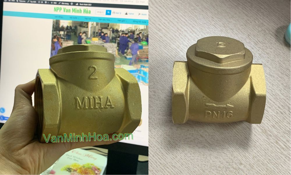 nhận diện van 1 chiều lá miha dn50 chính hãng